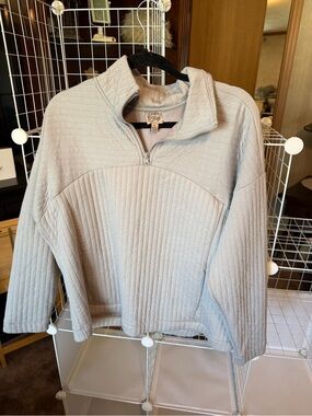 Como Vintage Light Blue Quilted Half-Zip Turtleneck Sweater